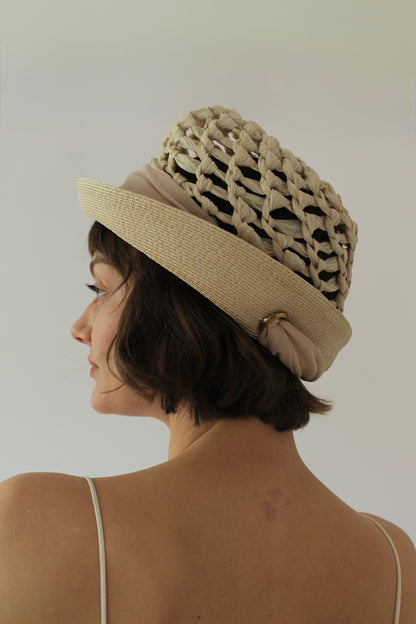 Incredible Vintage Woven Cloche Hat