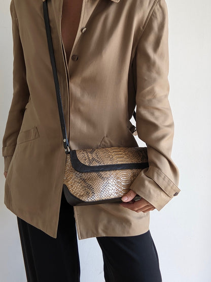 Brahmin Embossed Leather Baguette Bag