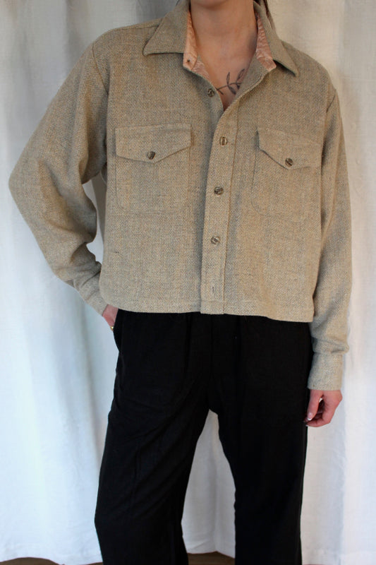Reworked Long Sleeve Cropped Button Down