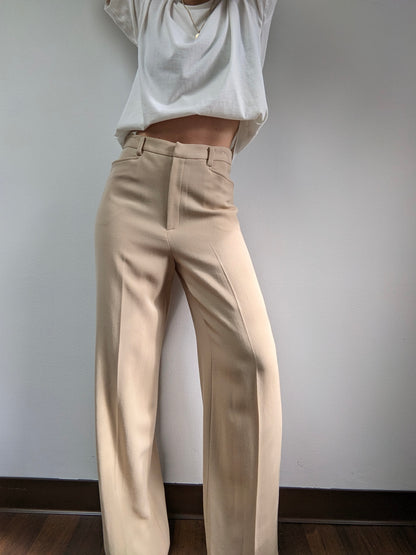 Vintage Taupe Wool Gabardine Trousers