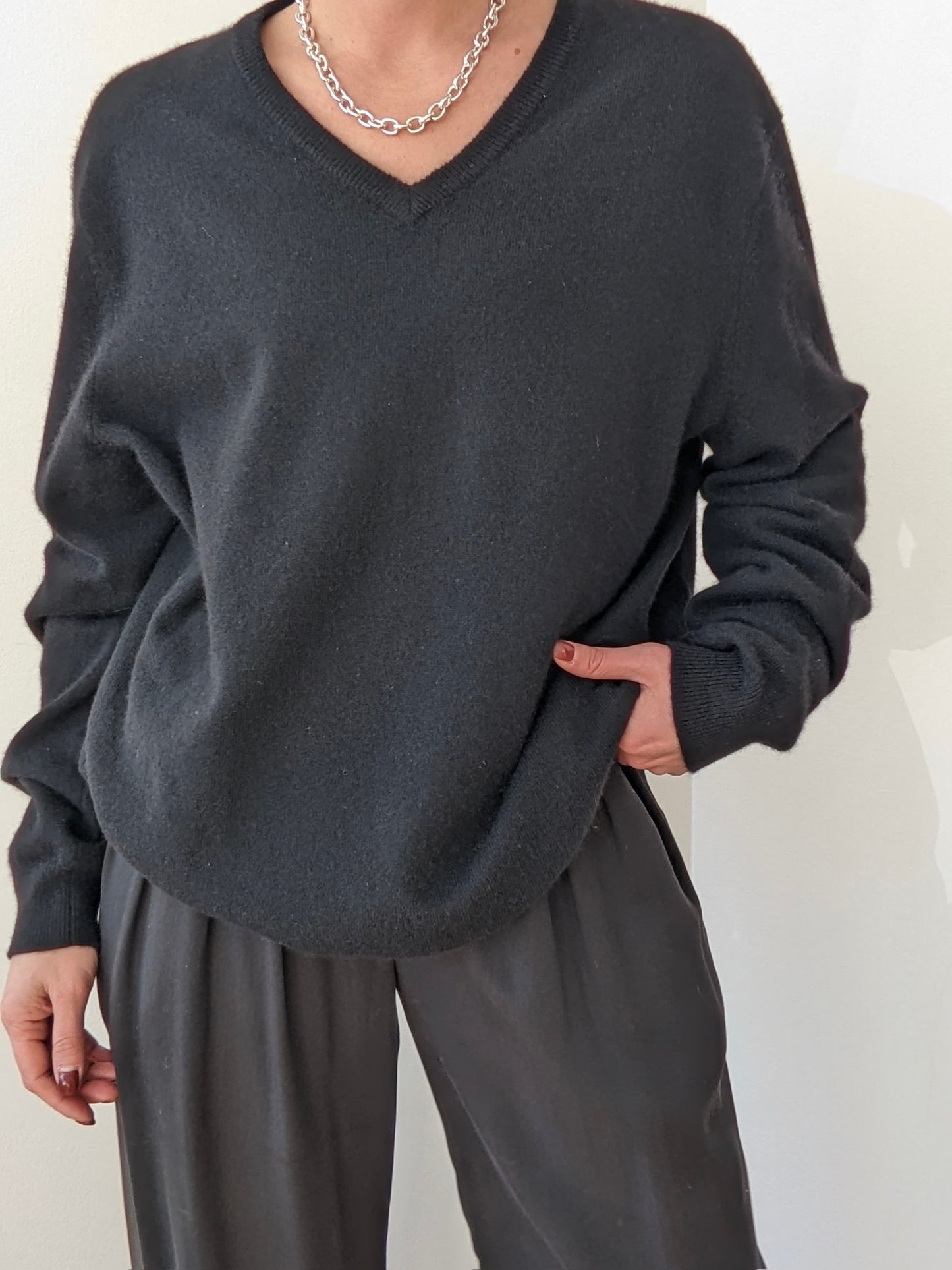 Vintage Ink Black Cashmere Sweater