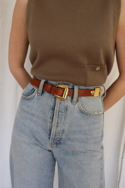 Sweetest Vintage Leather & Heart Pendant Belt