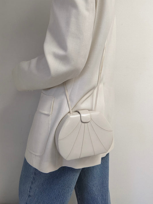 Vintage Bone White Leather Box Purse