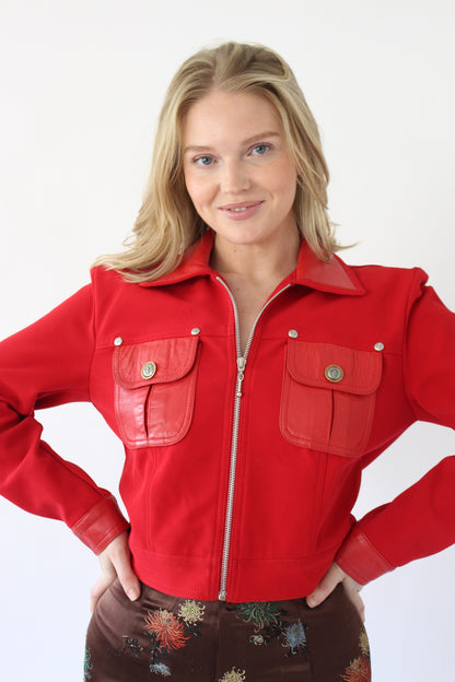 Rare Vintage Leather Accent Cropped Jacket
