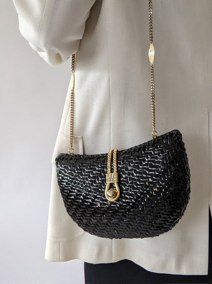 Vintage Woven Chain-Strap Purse