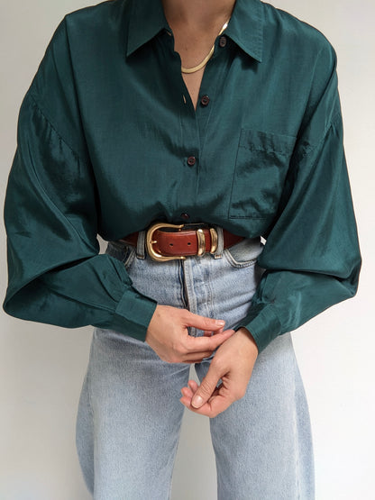 Vintage Evergreen Silk Blouse