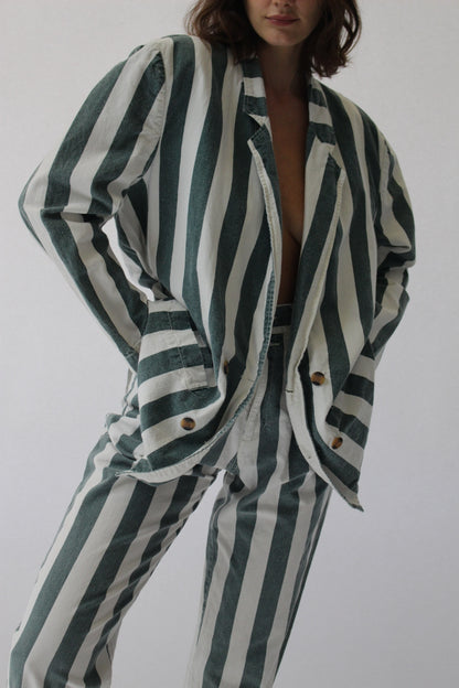 Favorite Vintage Faded Forest Striped Pant Suit