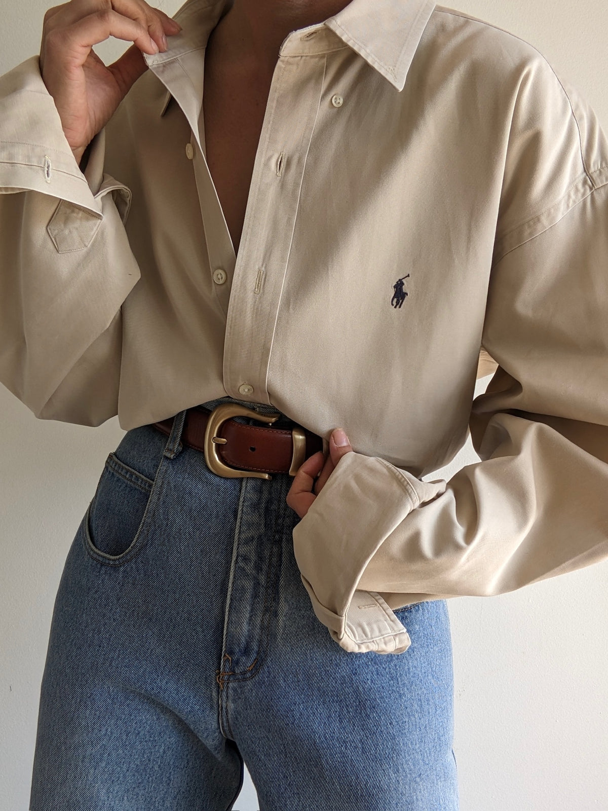 90s Ralph Lauren Sand Cotton Shirt