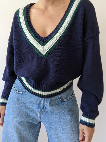 Favorite Vintage Collegiate V-Neck Sweater