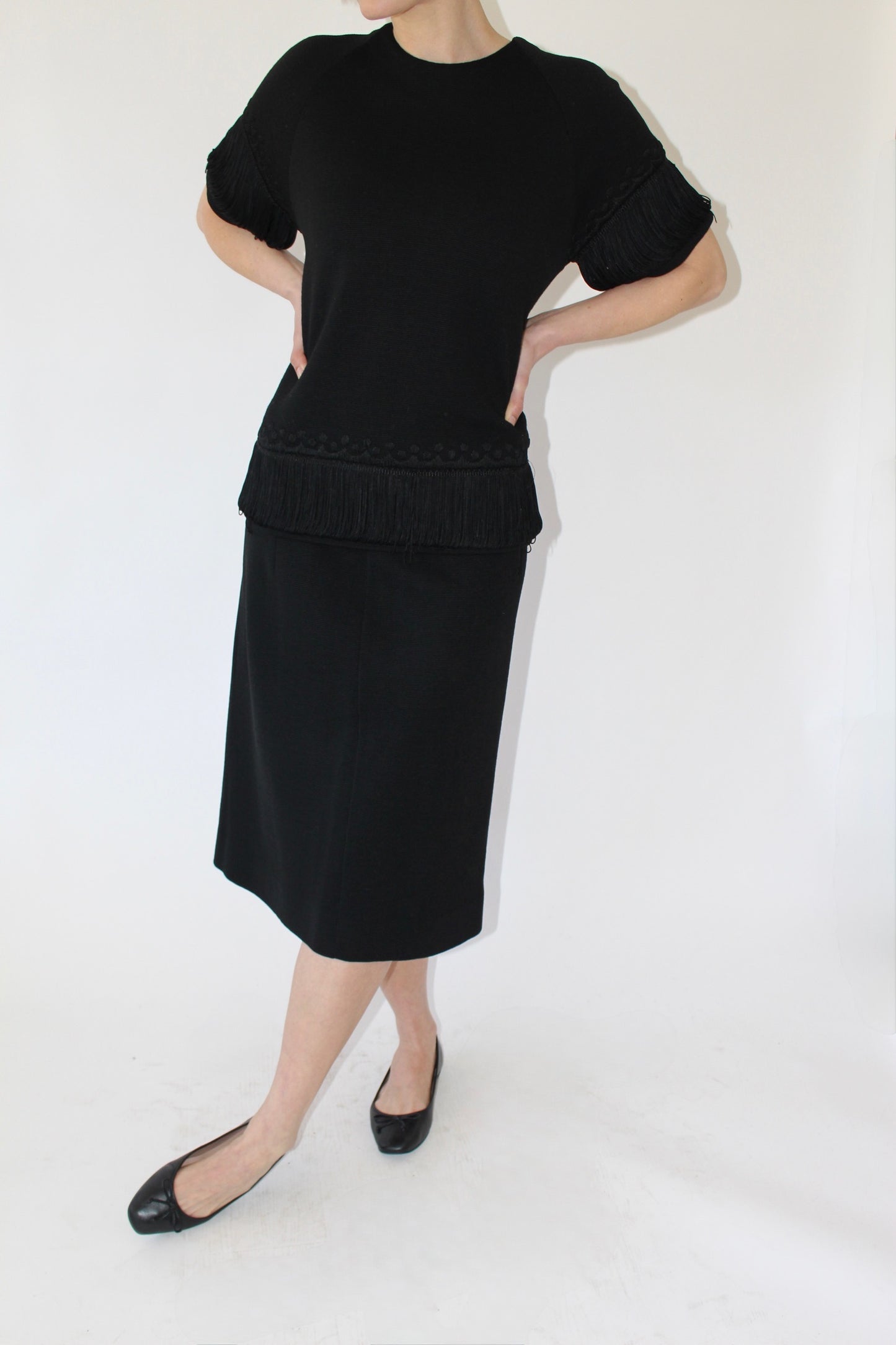 Vintage Wool Fringe Skirt Suit