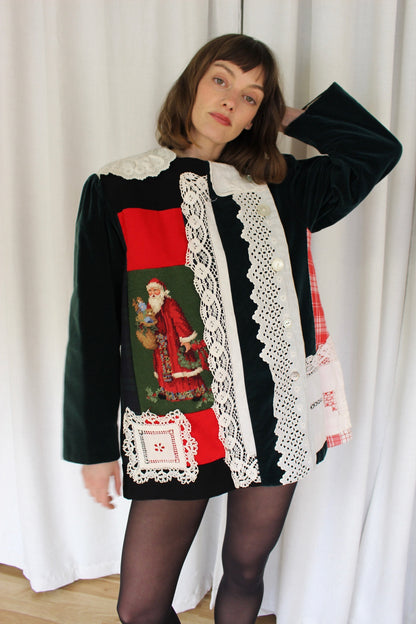 Absolutely Incredible Vintage Patchwork & Lace Holiday Jacket