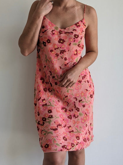 Vintage Floral Silk Silp Dress