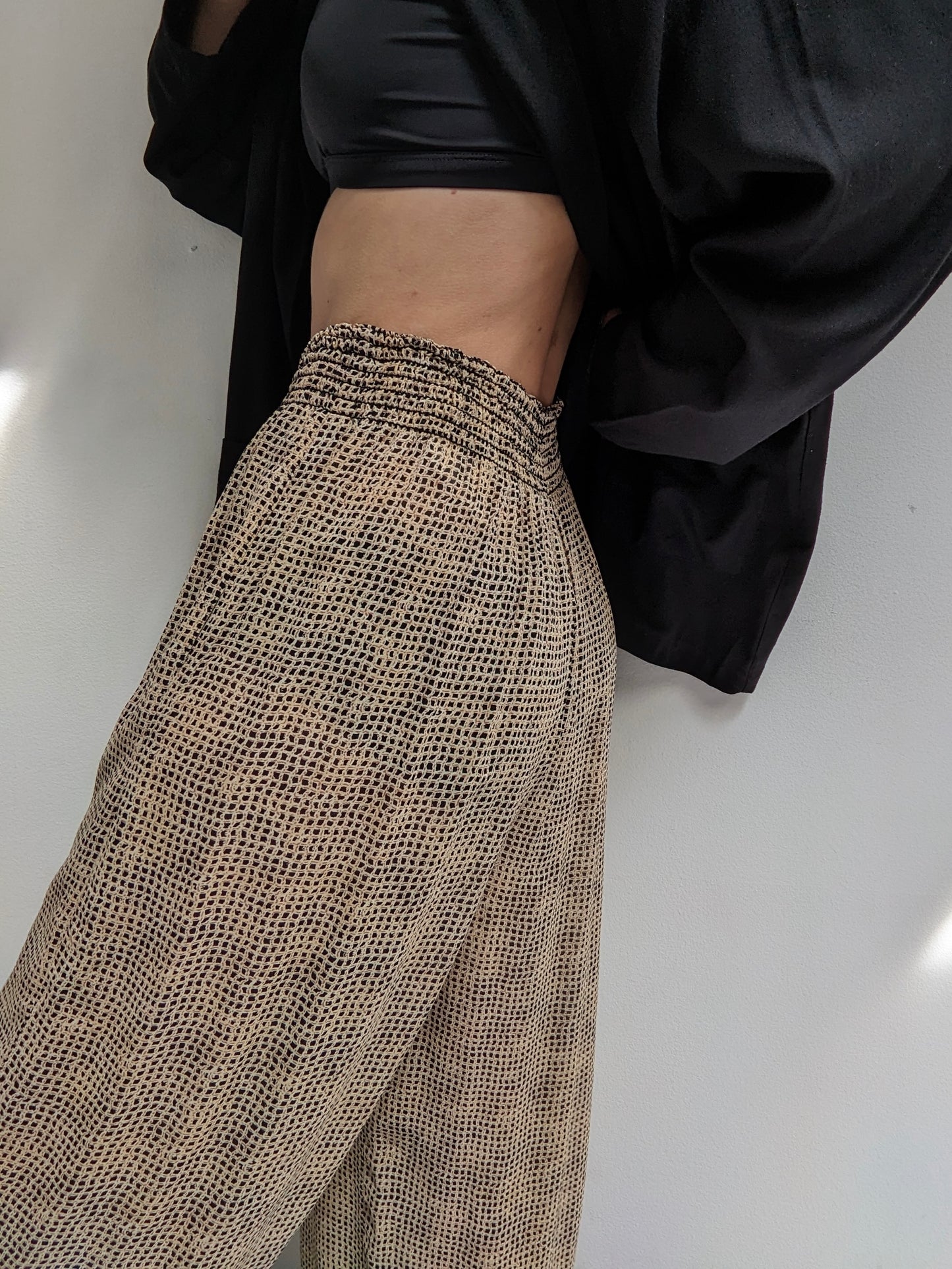 Vintage Sheer Printed Wide Leg Pants