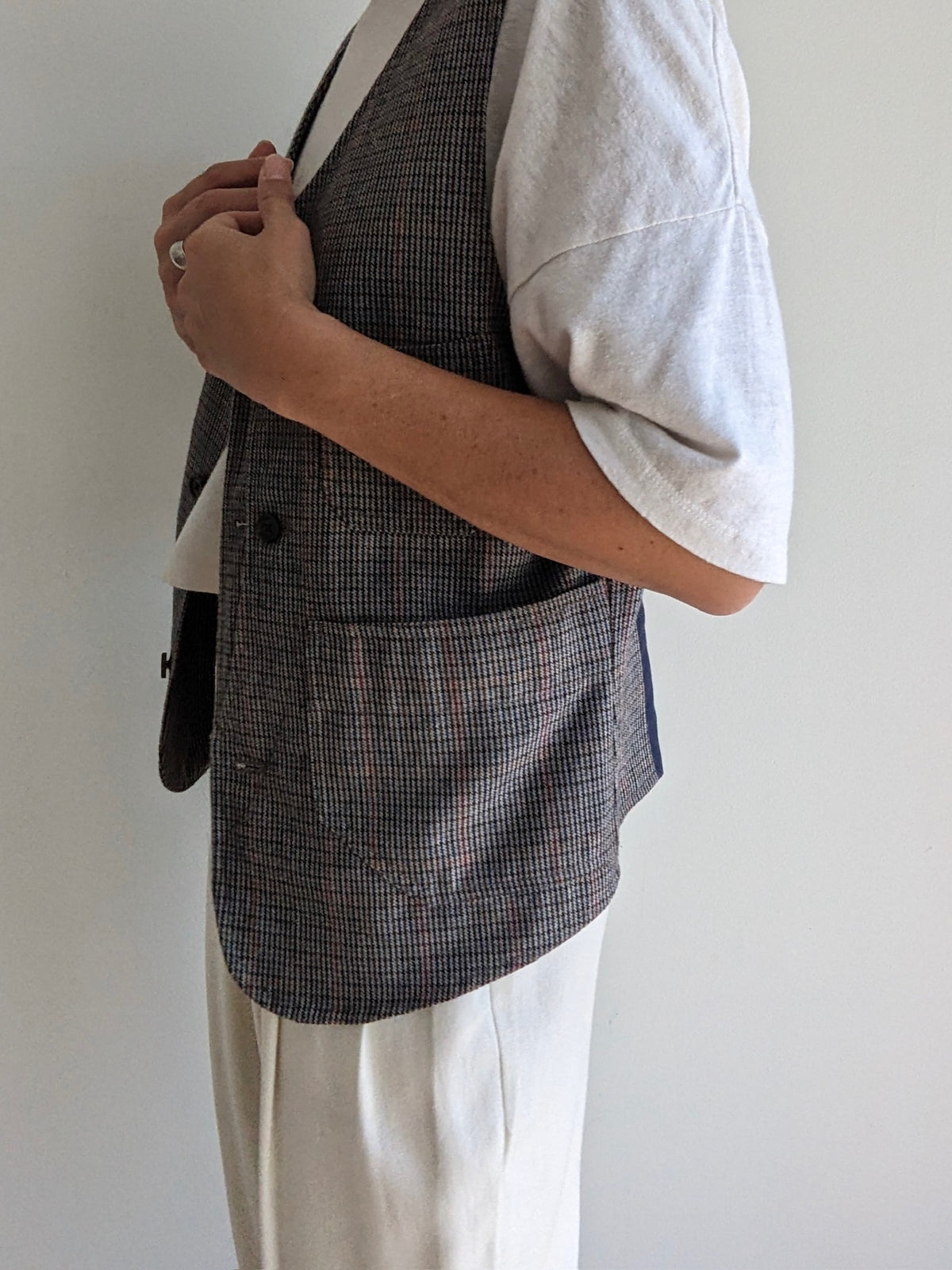 Plaid Wool Pocket Vest