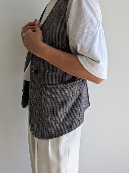 Plaid Wool Pocket Vest