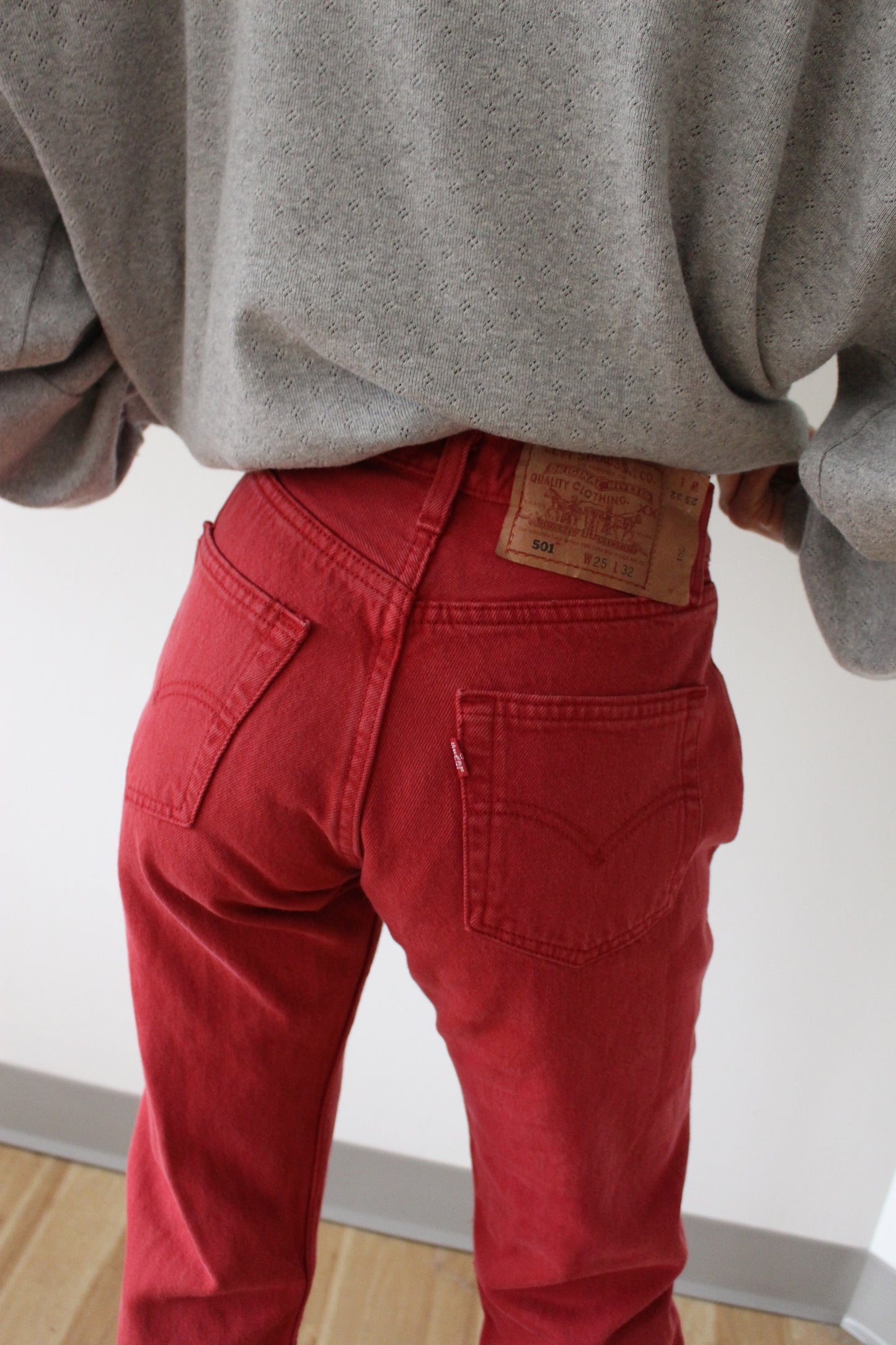 Vintage Levi's 501 Faded Red Denim