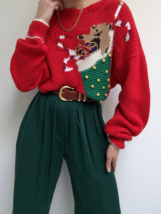 Vintage Stocking Embroidered Sweater