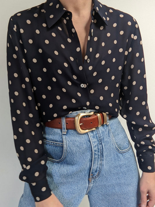 Vintage Polka Dot Silk Blouse