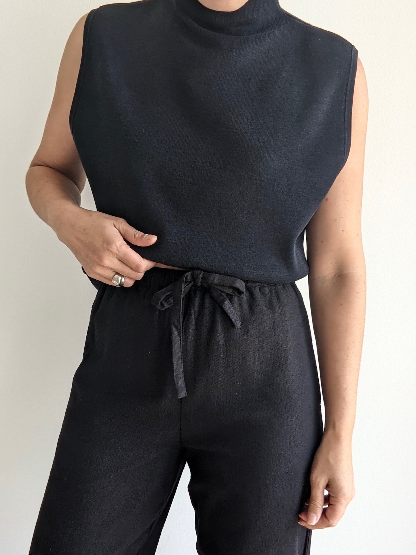 Vintage Faded Black Sleeveless SIlk Knit