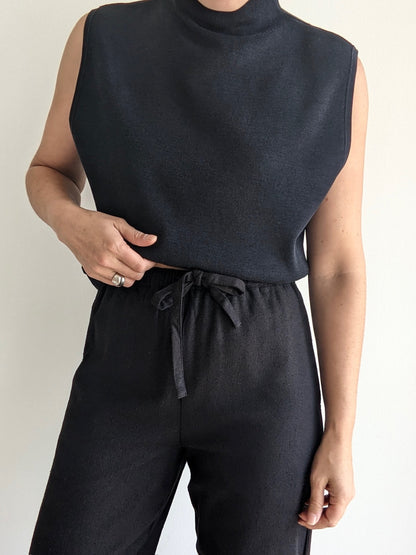 Vintage Faded Black Sleeveless SIlk Knit