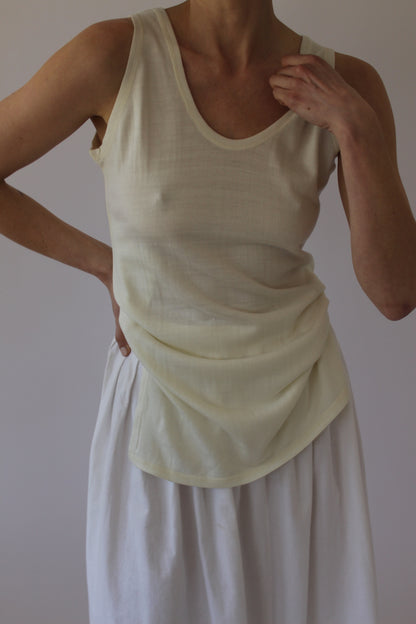 Vintage Cream Thin Wool Knit Tank