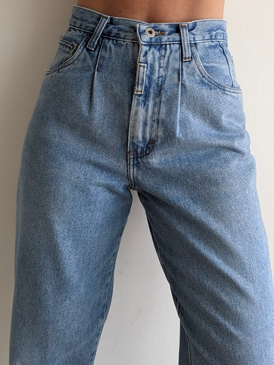 Vintage Pleated High Rise Denim