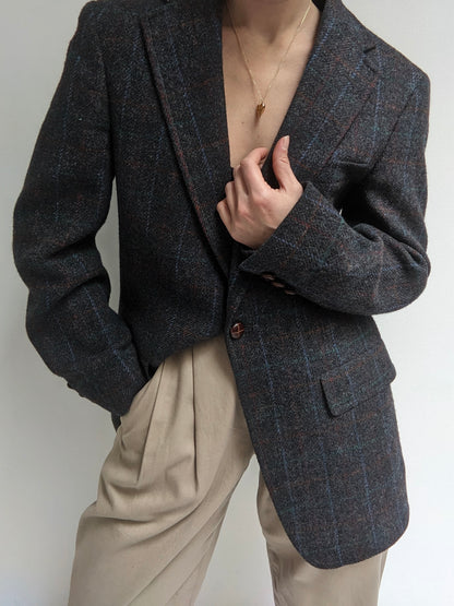 Vintage Grid Tweed Wool Blazer