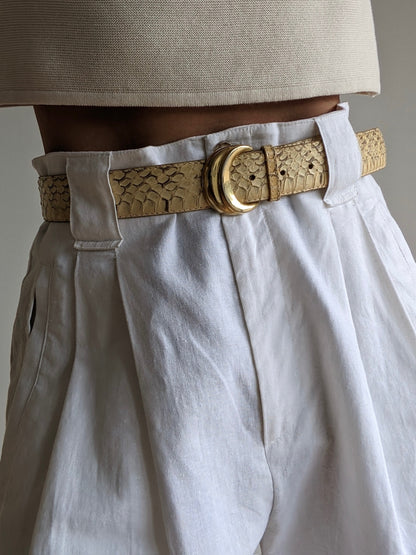 Stunning Vintage Butter Snakeskin Leather Belt