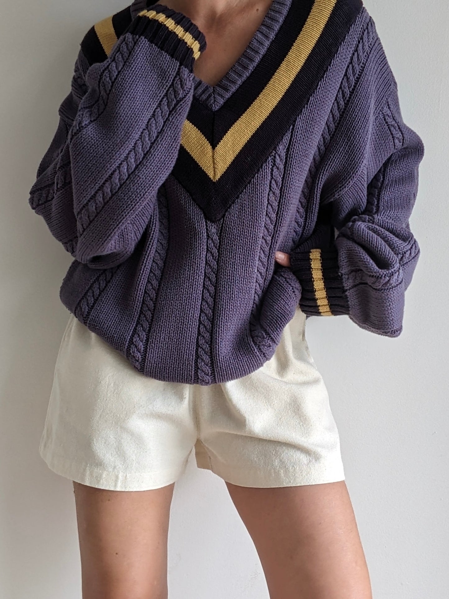 Vintage Collegiate V-Neck Sweater