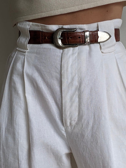 Vintage Tobacco Embossed Leather Belt