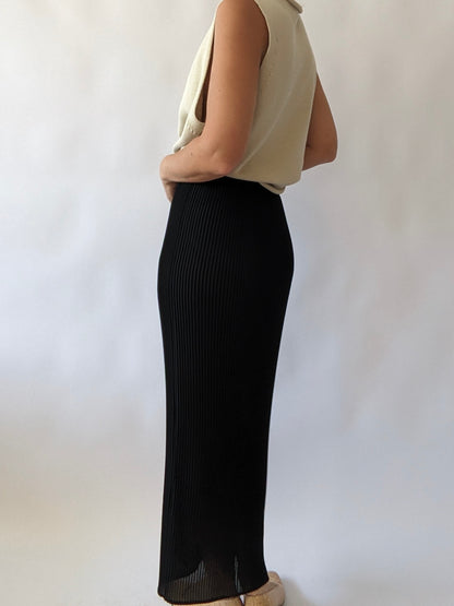 Vintage Sheer Caviar Pleated Skirt