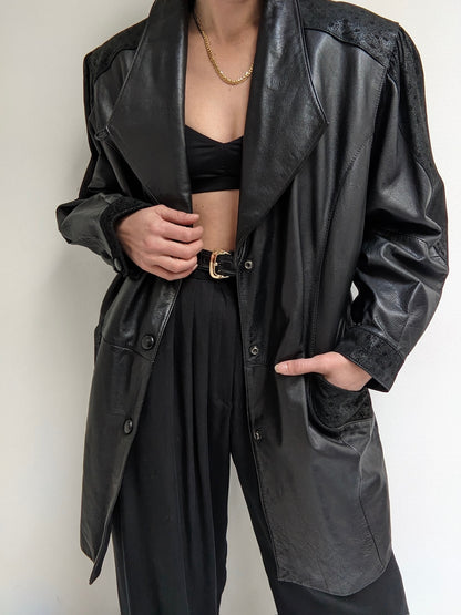 Vintage Ink Leather Coat