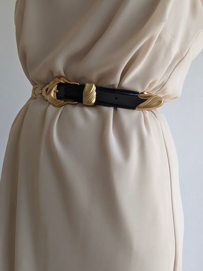Amazing Vintage Gold Chain & Italian Leather Belt