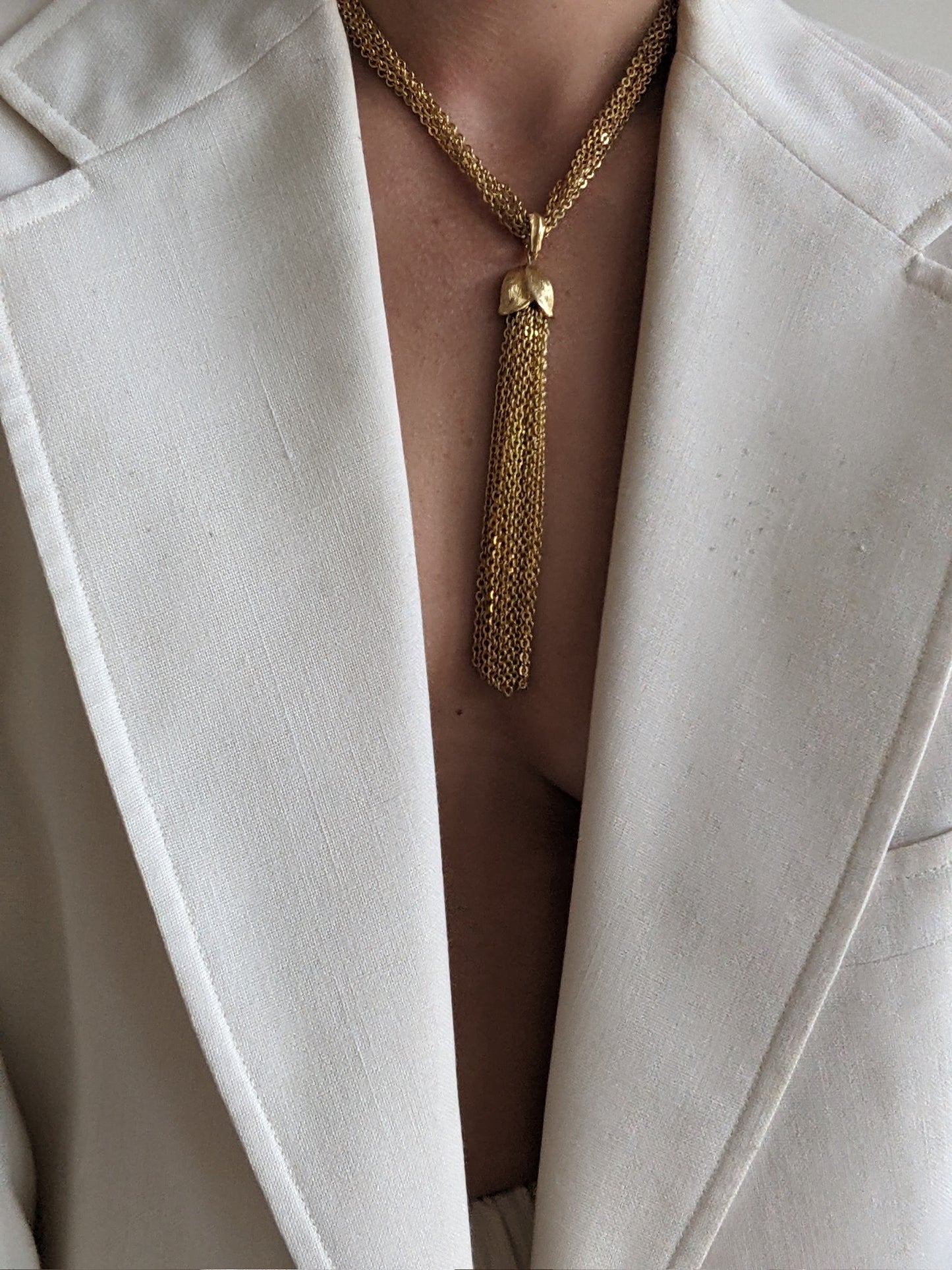 Vintage Gold Chain Tassel Necklace