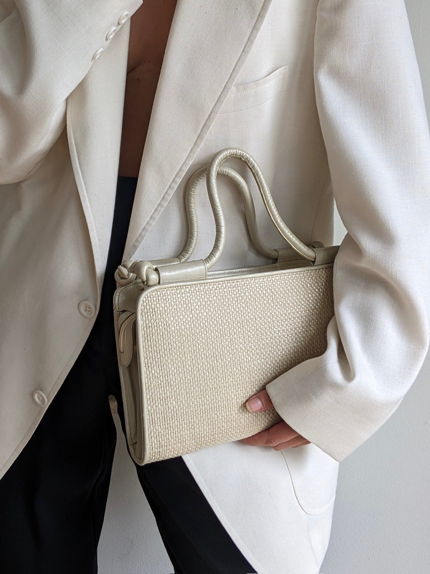 Vintage Stuart Weitzman Woven Sculptural Handle Purse