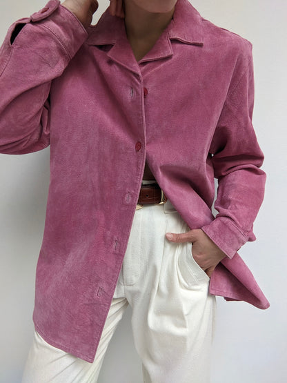 Vintage Rose Suede Shirt Jacket