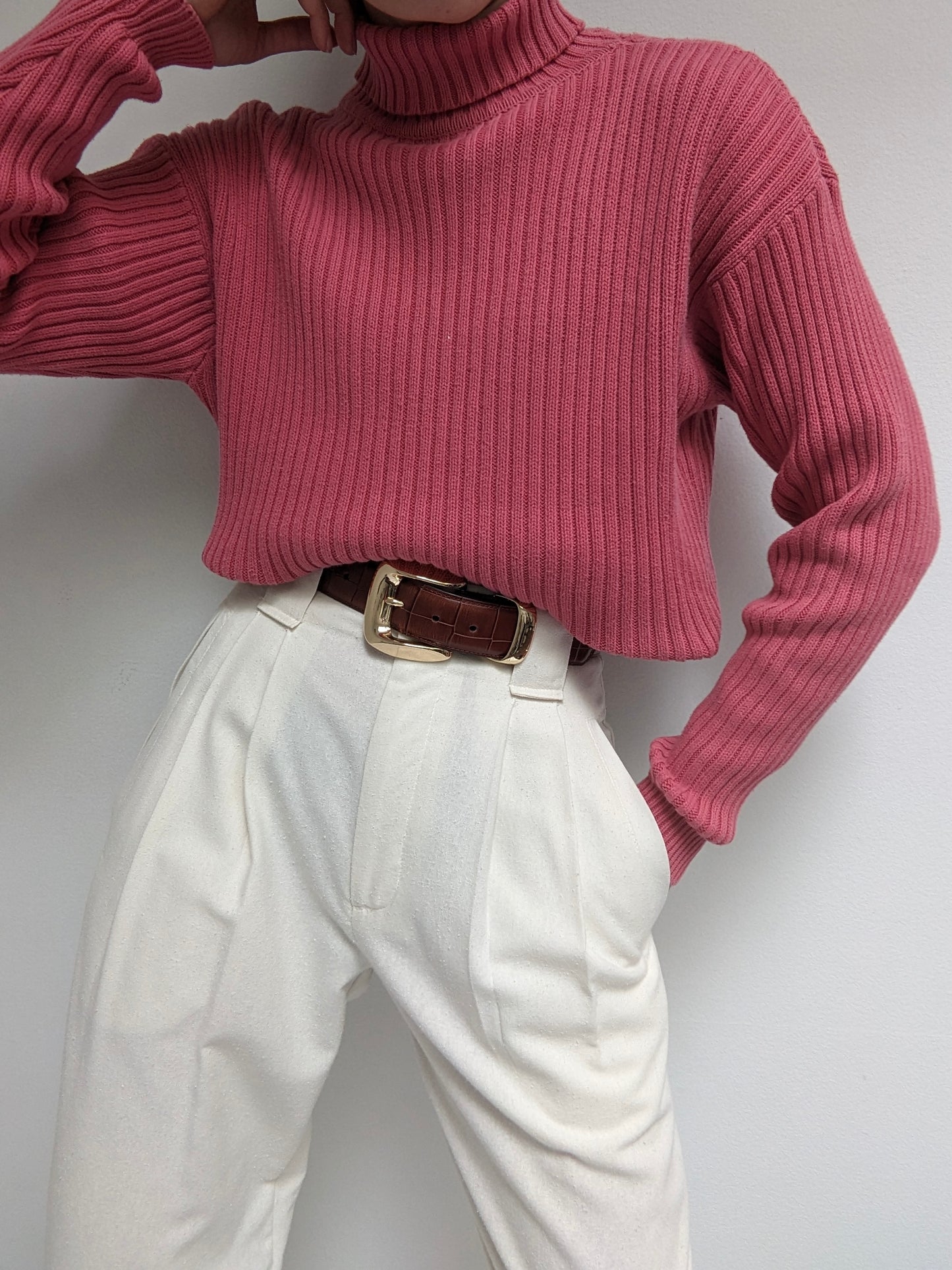 Vintage Rose Ribbed Turtleneck