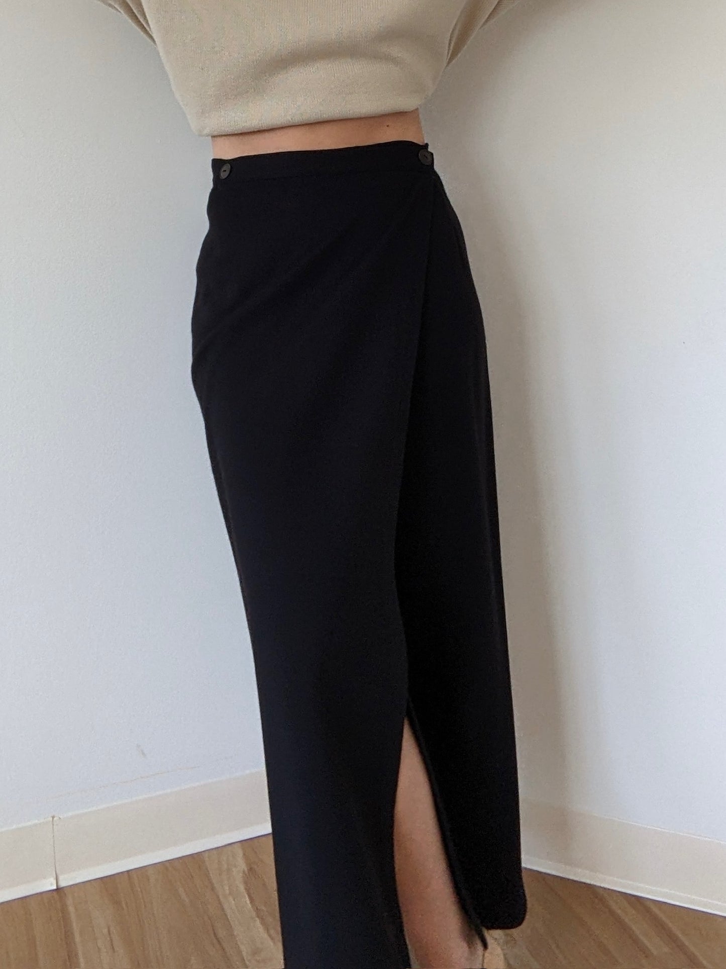 Vintage Black Knit Wrap Skirt