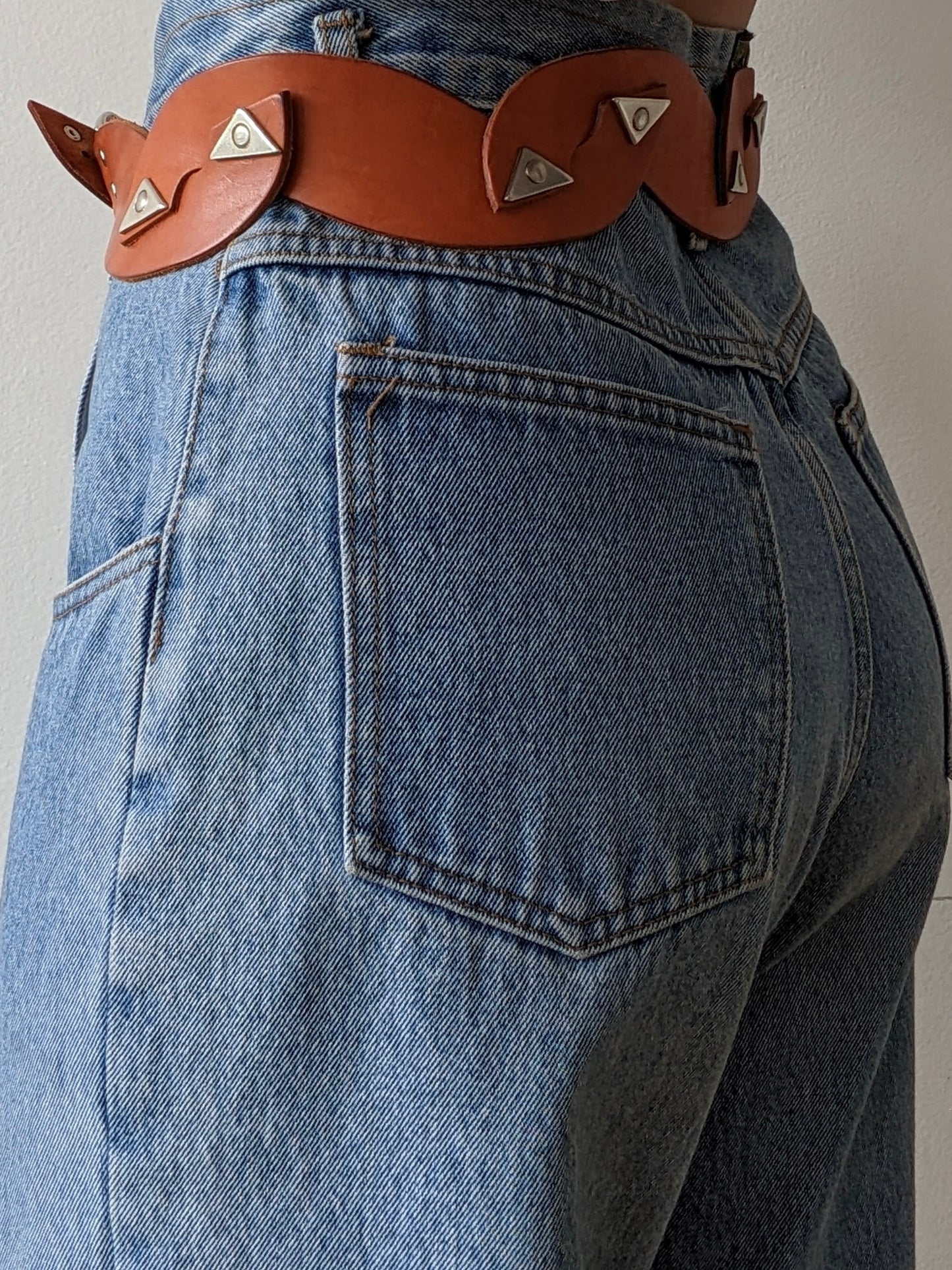 Rare Vintage Burnt Orange Scalloped Leather Belt