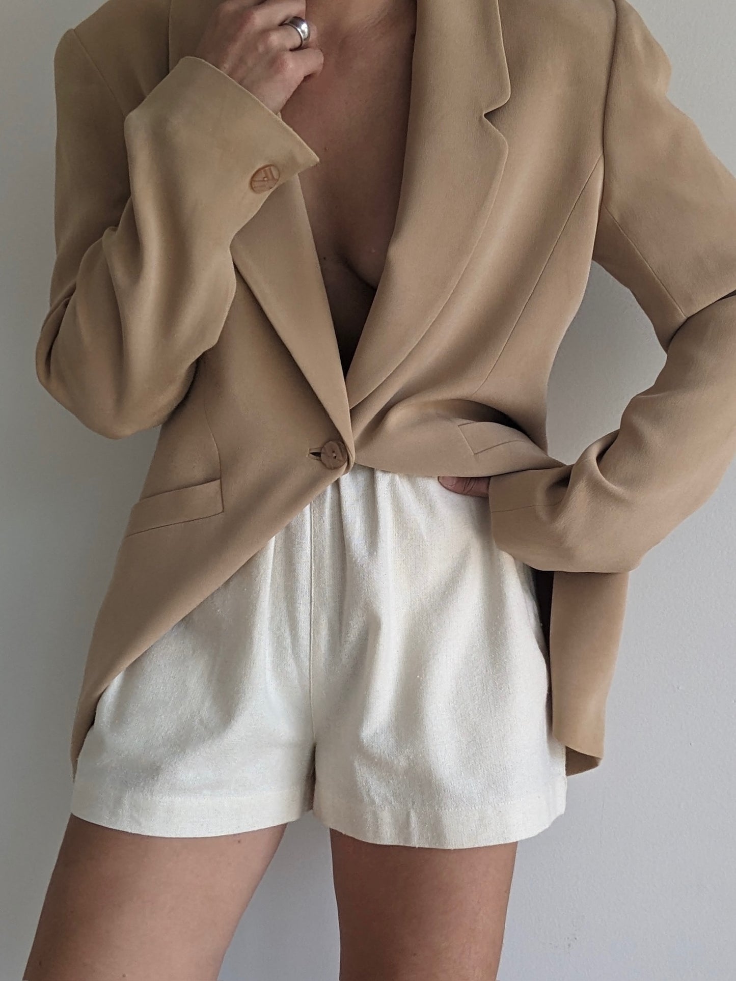 Vintage Latte Silk Blazer