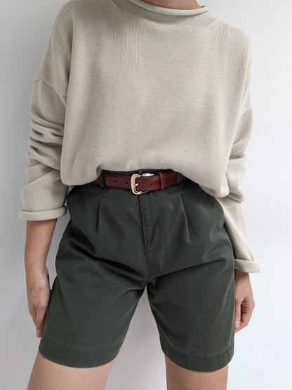 Vintage Olive Cotton Shorts