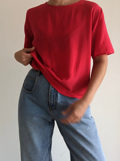 Vintage Tomato Paper-Thin Silk Tee