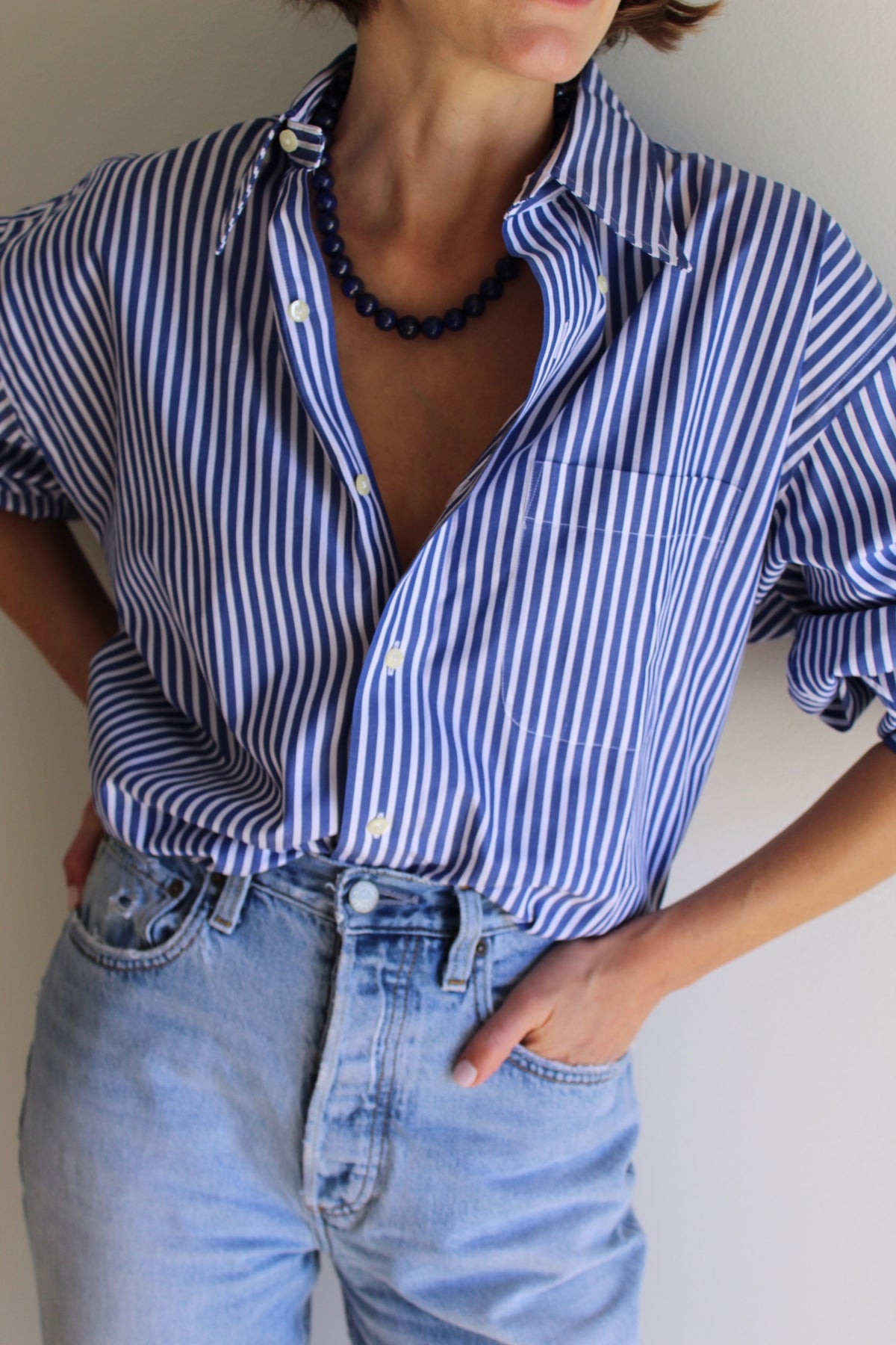Vintage Bold Ocean Striped Button Down