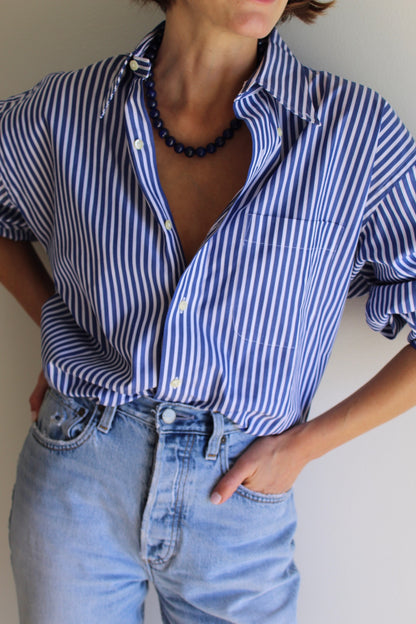 Vintage Bold Ocean Striped Button Down
