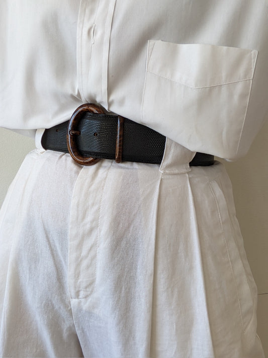 Vintage Ben Amun Lizard Embossed Leather Belt
