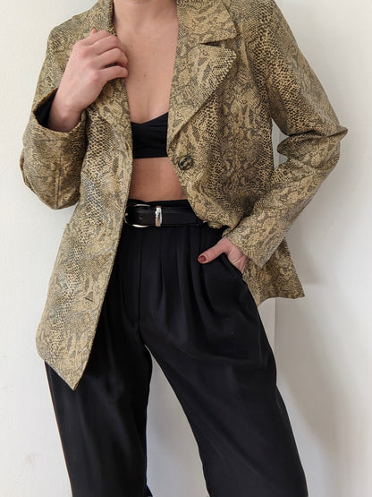 Vintage Snakeskin Vegan Leather Jacket