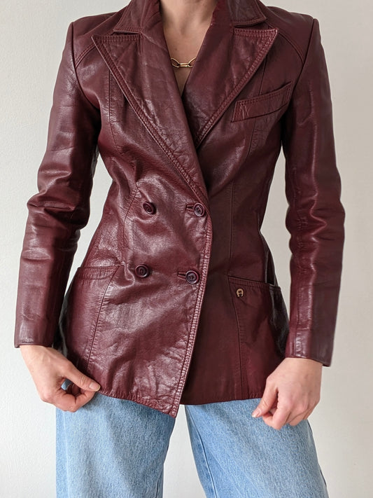 Favorite Vintage Etienne Aigner Merlot Leather Jacket