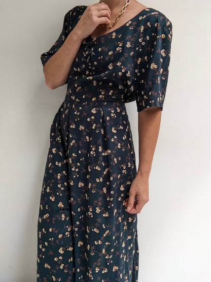 Vintage Floral Wide Leg Jumpsuit