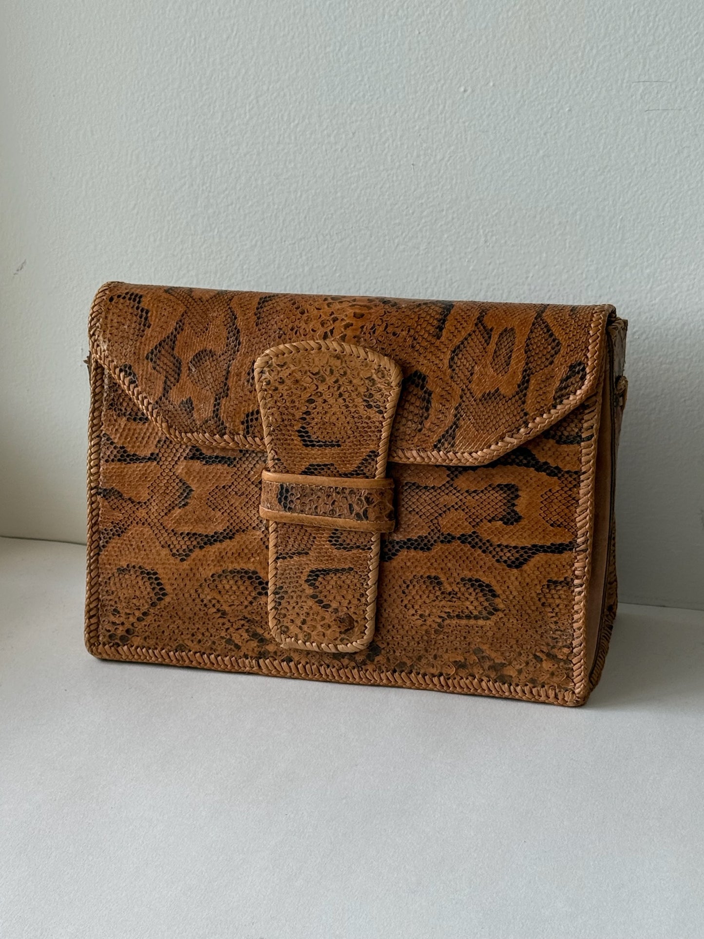 Vintage Snakeskin Leather Clutch Bag