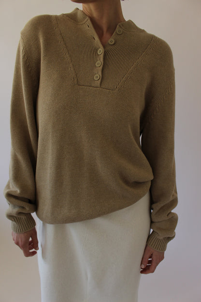 Favorite Vintage Latte Cotton Henley
